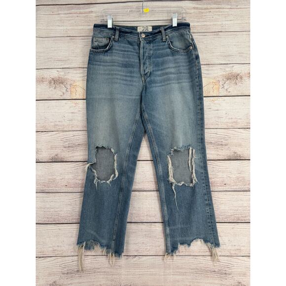 We the Free People Straight Leg Distressed Jeans Women's Size 28 Blue - Picture 1 of 13
